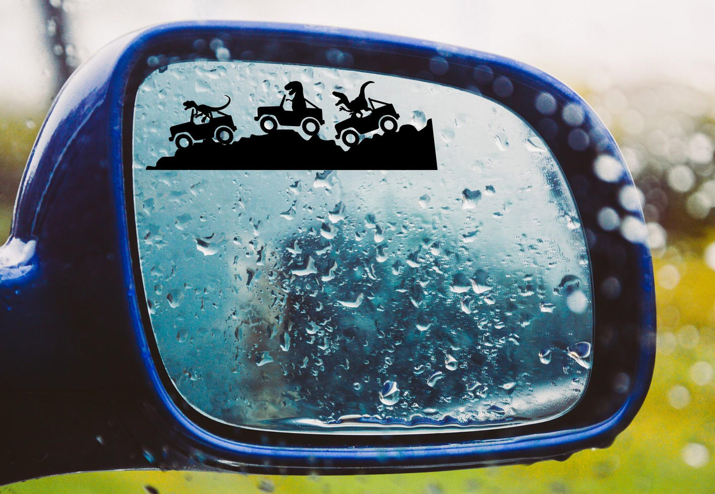 dinosaurs driving suv easter egg decal, small sticker for car windshield or mirror, removable sticker, windscreen decal, tiny hidden decals