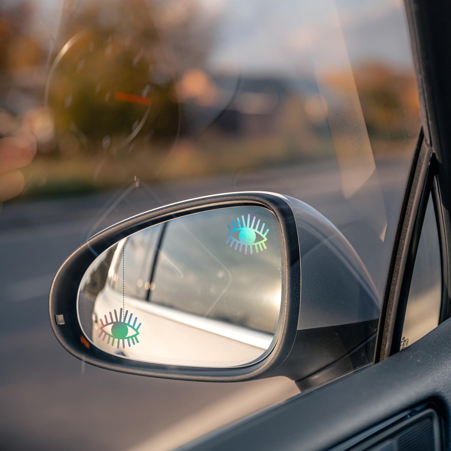 2x evil eye easter egg decal, small sticker for car windshield, removable rear view mirror sticker, windscreen decal, tiny hidden decals