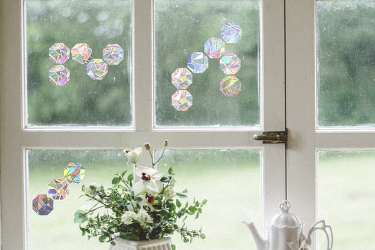 15 octagon shape suncatchers, octagon window decal, rainbow maker, suncatcher for window, geometrical rainbow suncatcher sticker