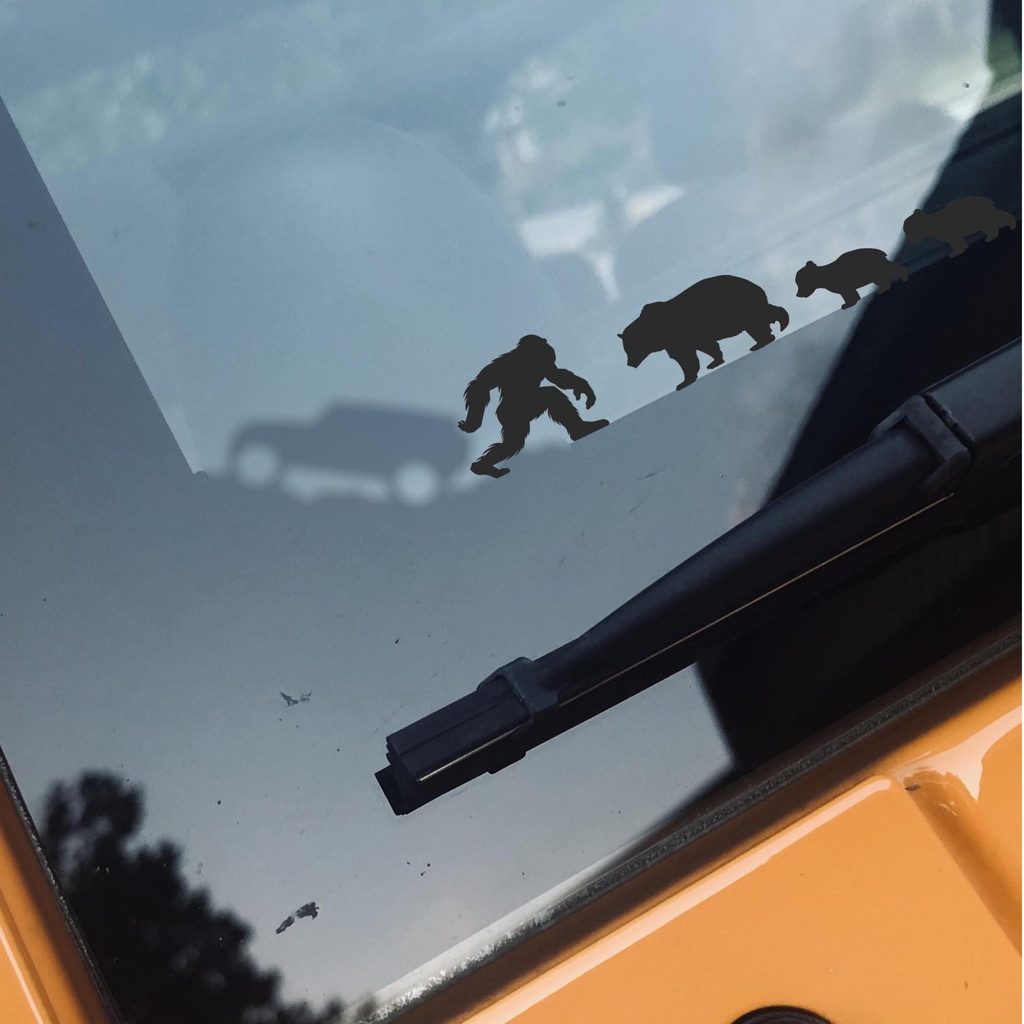 bear family sasquatch easter egg decal, small sticker for car windshield or mirror, removable sticker, windscreen decal, tiny hidden decals