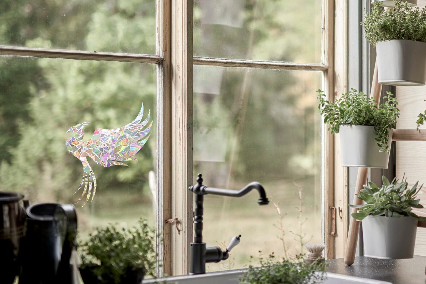 Phoenix bird suncatcher, phoenix window decal, rainbow maker, suncatcher for window, rainbow suncatcher sticker