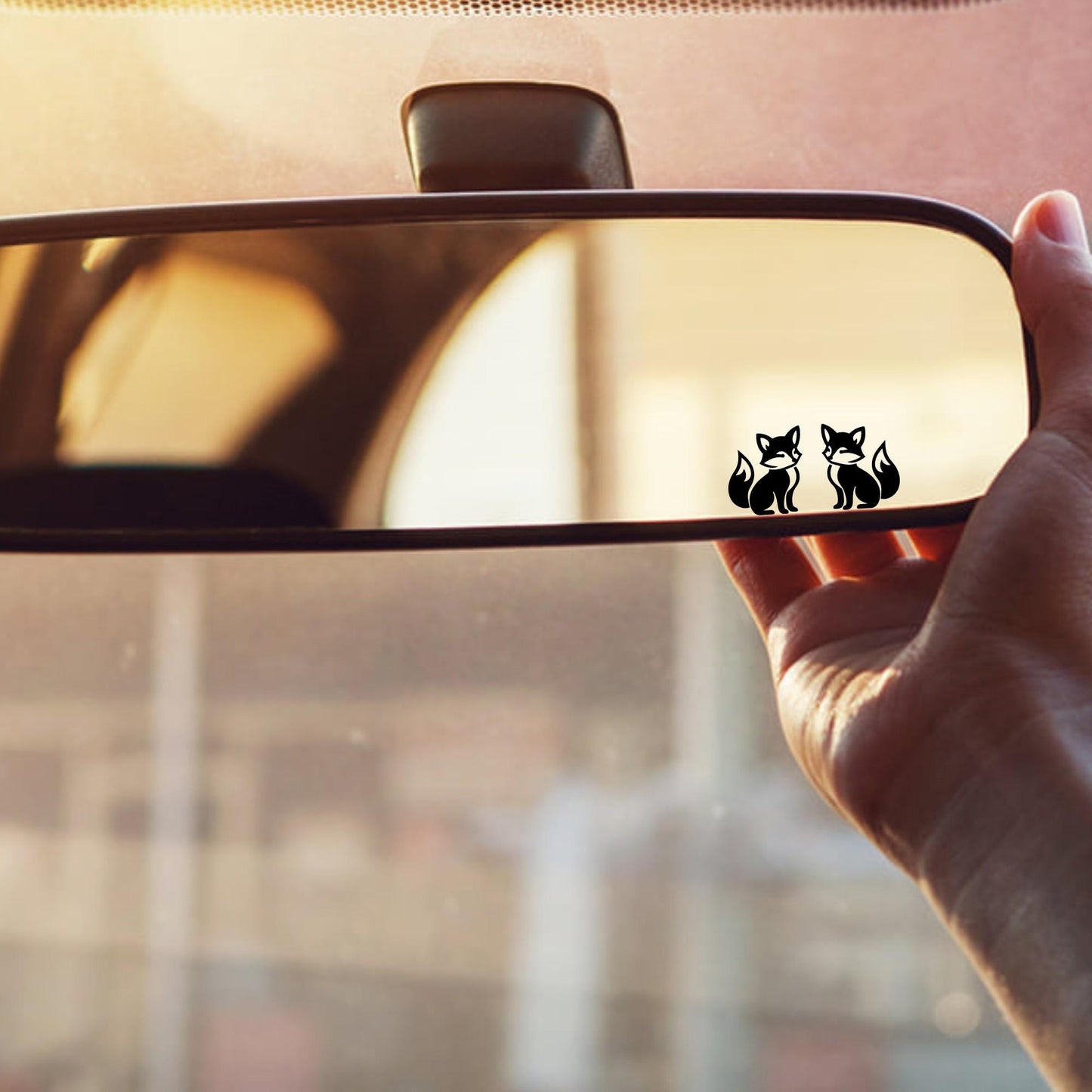 2x fox rear view mirror sticker decal animal easter egg decal, small decal for car windshield, windscreen sticker, tiny hidden decals