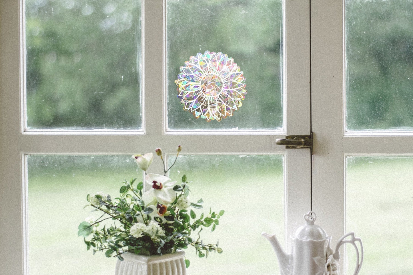 sunflower suncatcher sticker, cute window decal, sunflower rainbow maker, suncatcher for window, rainbow suncatcher cling