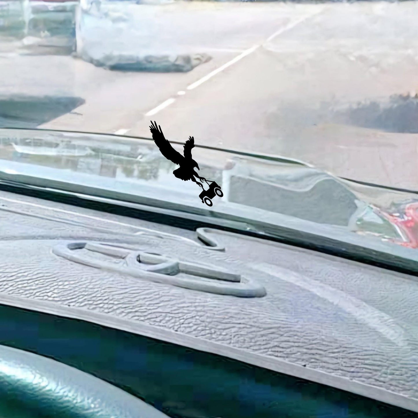 eagle holding off road car easter egg decal, small sticker for car windshield or mirror, removable sticker, windscreen decal, tiny decals