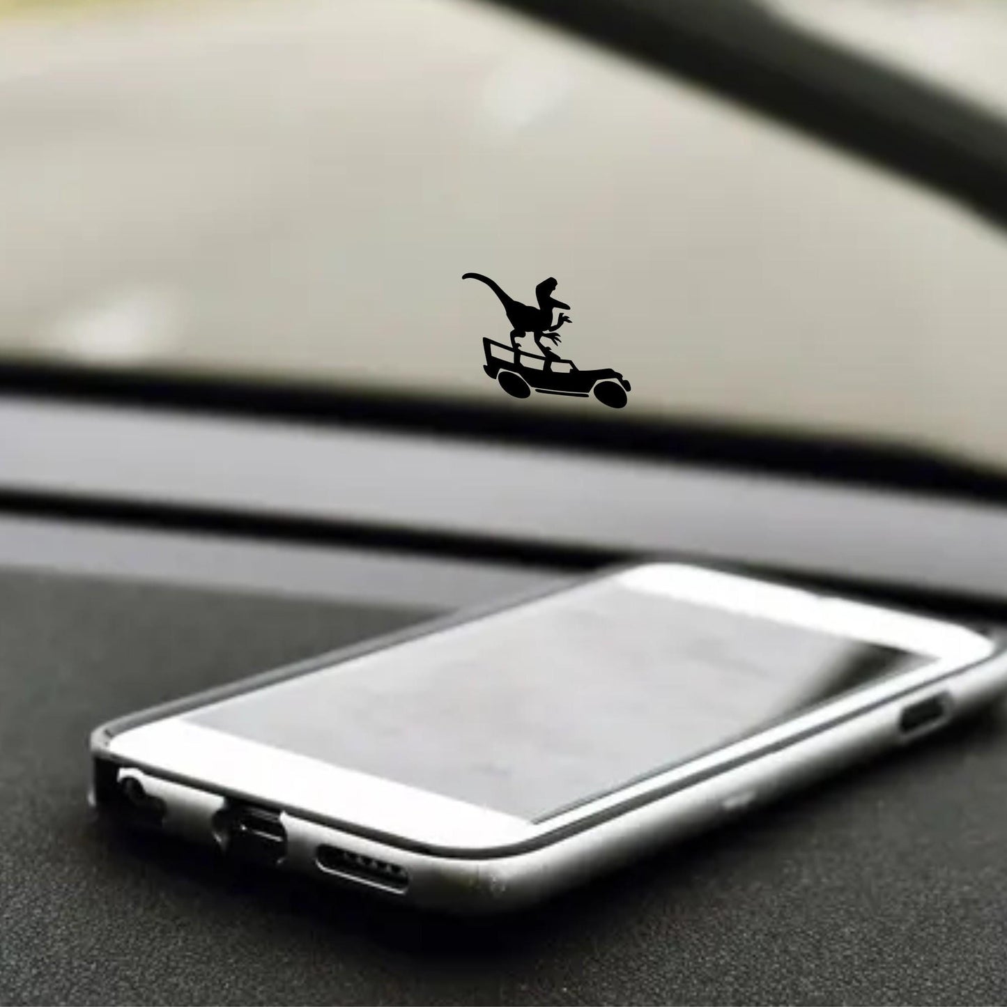 t-rex off road car easter egg decal, small sticker for car windshield or mirror, removable sticker, windscreen decal, tiny hidden decals