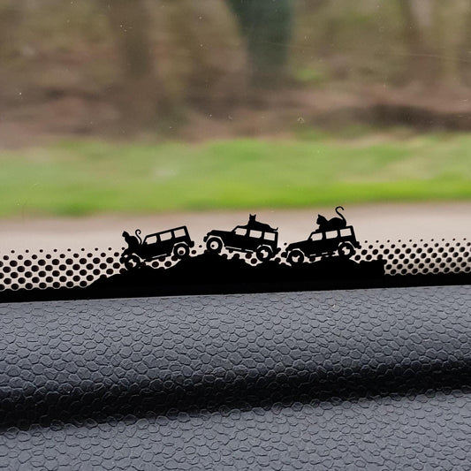cats riding suv easter egg decal, small sticker for car windshield or mirror, removable sticker, windscreen decal, tiny kitten hidden decals