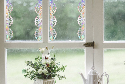 lace border suncatchers, window pane decorative decal, rainbow maker, suncatcher for window, floral rainbow suncatcher sticker
