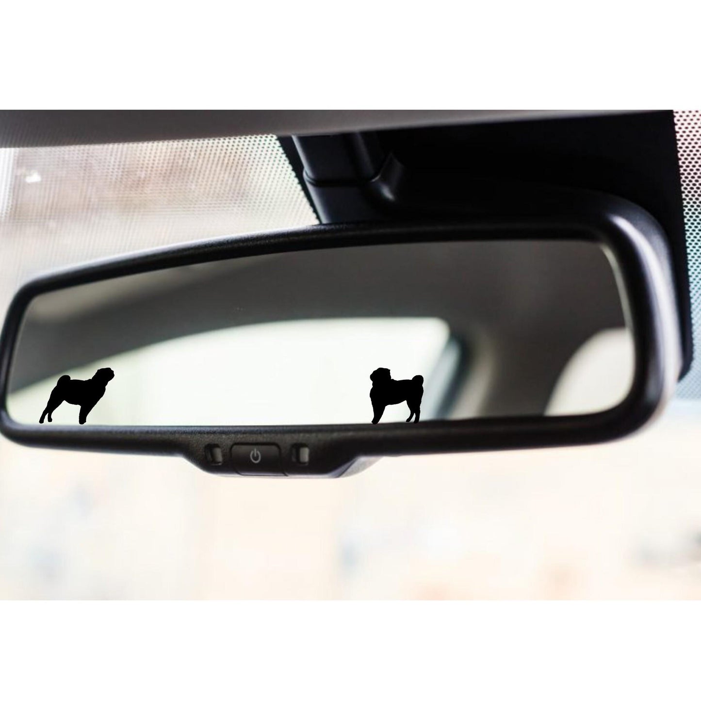 2x pug rear view mirror sticker decal dog easter egg decal, small decal for car windshield, windscreen sticker, tiny hidden decals