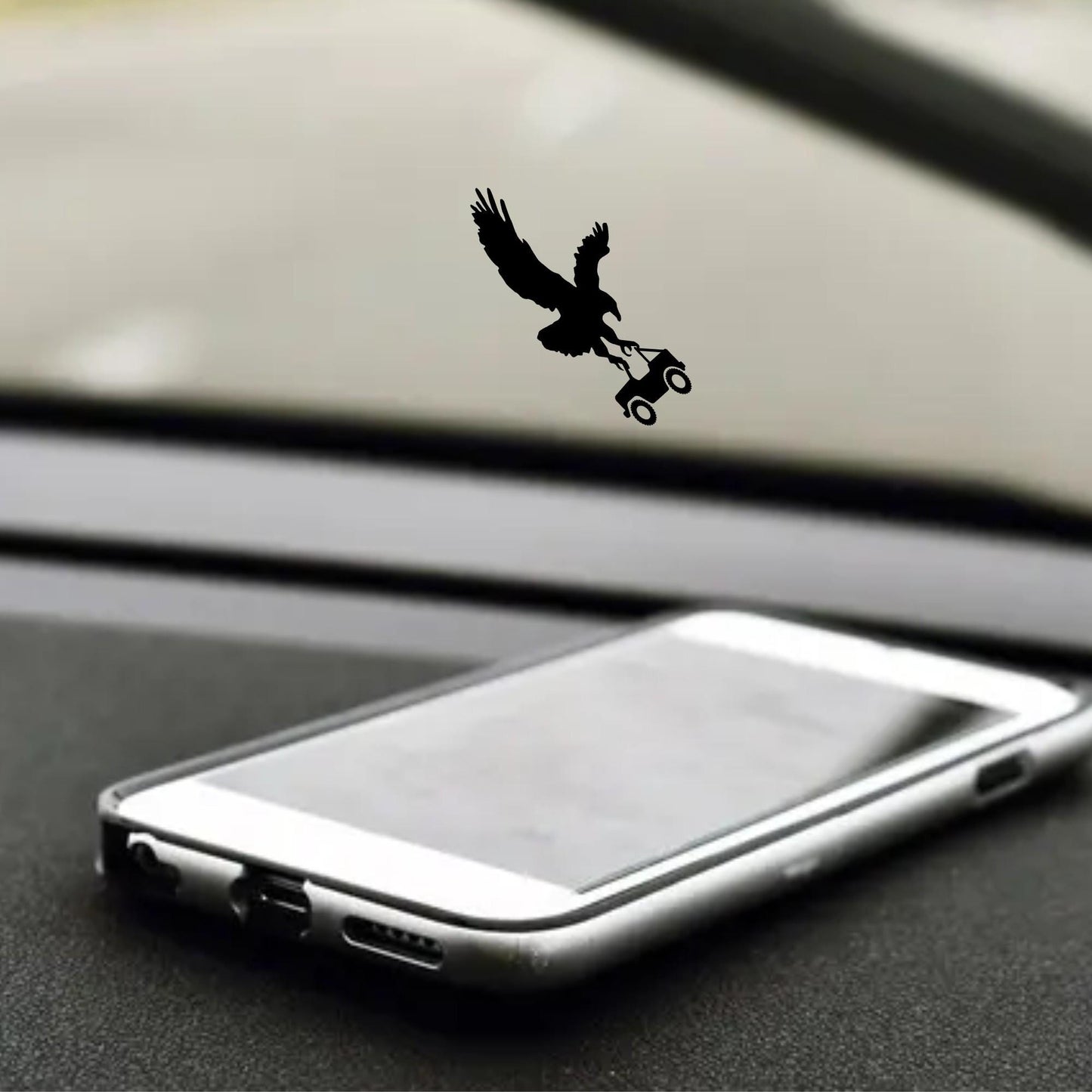 eagle holding off road car easter egg decal, small sticker for car windshield or mirror, removable sticker, windscreen decal, tiny decals